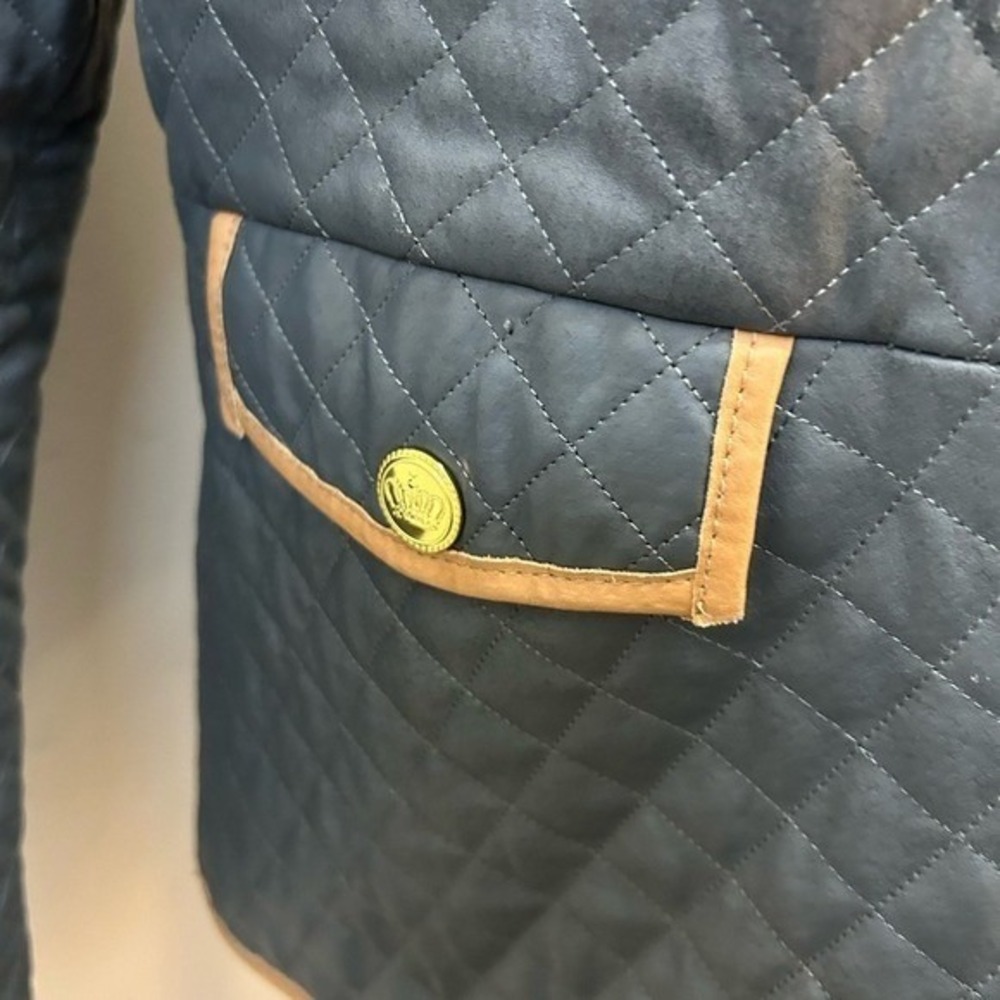 Vintage Diane Gilman Quilted Navy Blazer with Gold Buttons - Picture 3 of 9